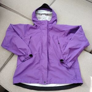 Women's LLBean Purple Hooded Spring Windbreaker, Lightweight Jacket